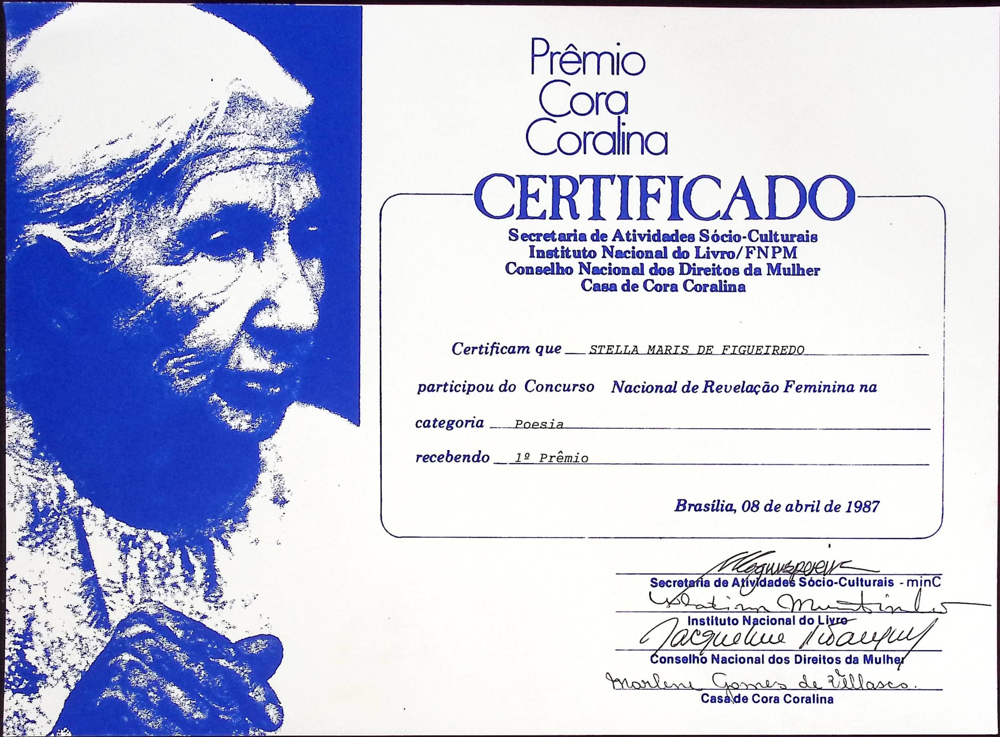 Certificado Prmio Cora Coralina